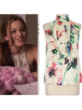 ASO Blair Waldorf Gossip Girl Extremely Rare Parker Brush Stroke Blouse